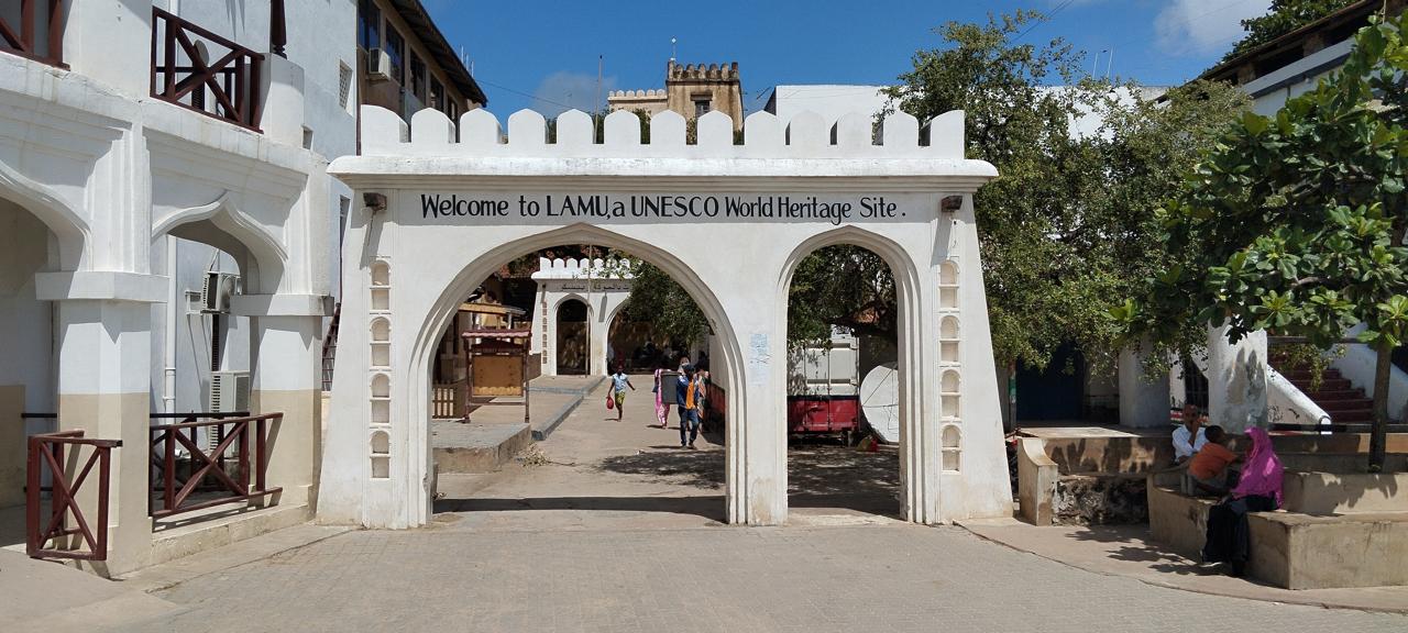 Welcome to Lamu UNESCO World Heritage Site entrance gate